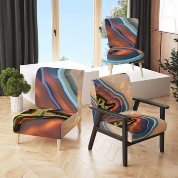 Abstract Mineral Texture Mid-Century Accent Chair